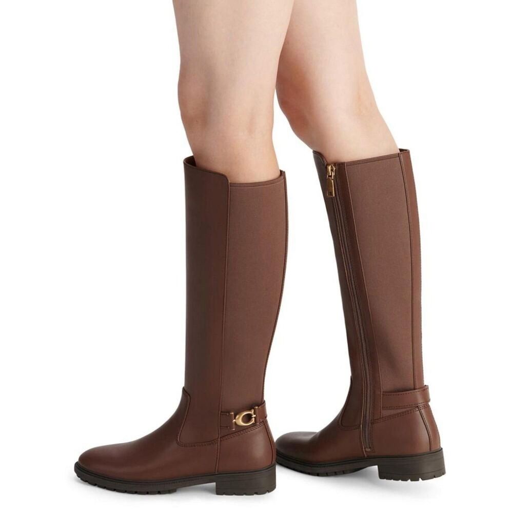 Coach Faith Leather Boots Womens Sz 6 Tall Riding Brown Walnut NEW Knee High - Picture 2 of 12